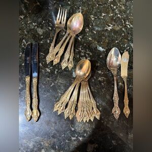 Vintage Royal Sealy Gold Plated‎  19 Pc Flatware Set  Stainless Steel, Japan J